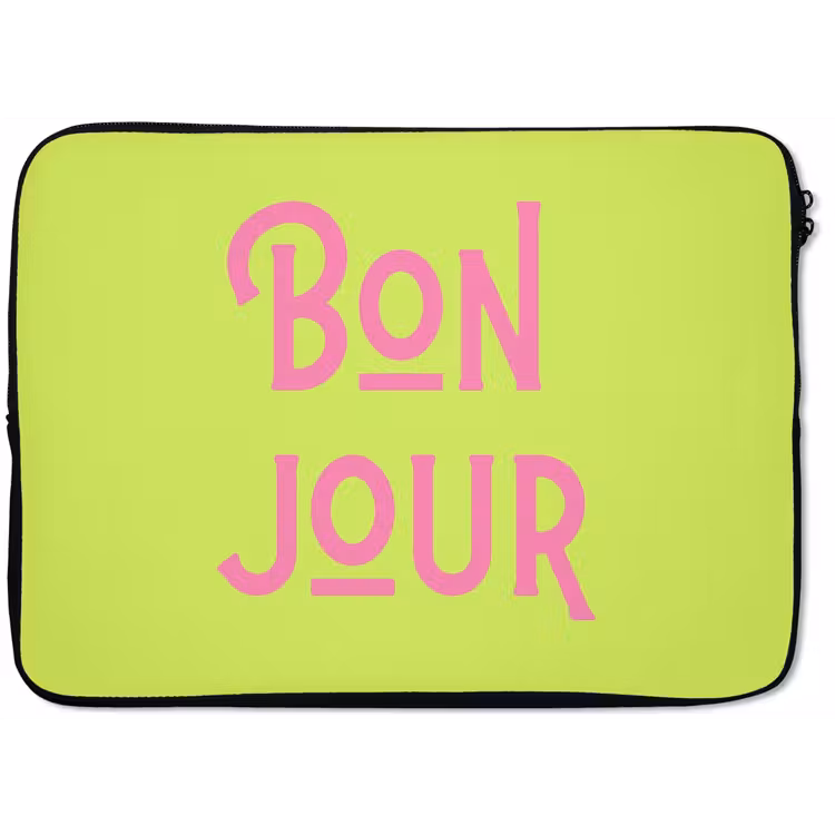 Groen - Roze bonjour - art-deco laptophoes neopreen klein -zkaufland3dotto