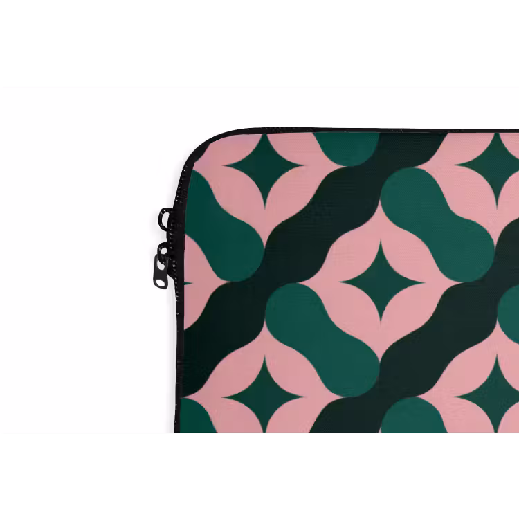 Groen - Roze - Retro - Sterren laptophoes neopreen klein 279 -detail