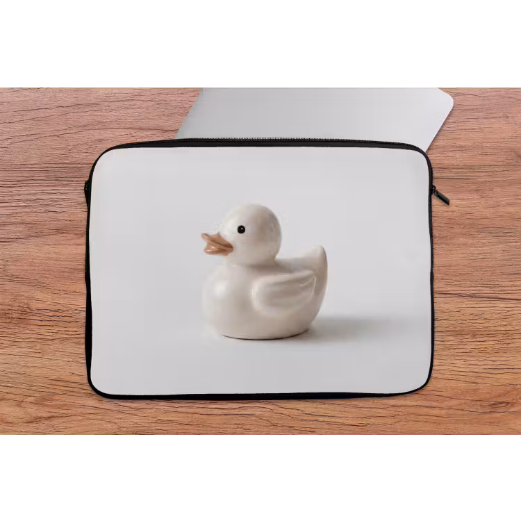 Badeend - Minimalistisch - Wit laptophoes neopreen klein -tafel