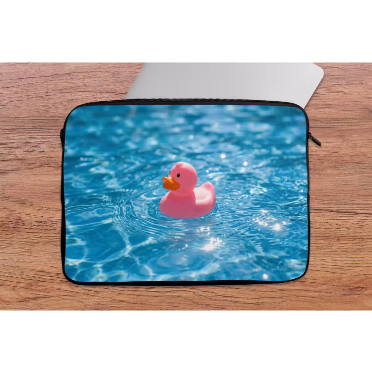 Badeend - Dobberend - Roze laptophoes neopreen klein -tafel
