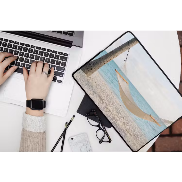 Hangmat - Strand - Wit laptophoes neopreen klein -bureau