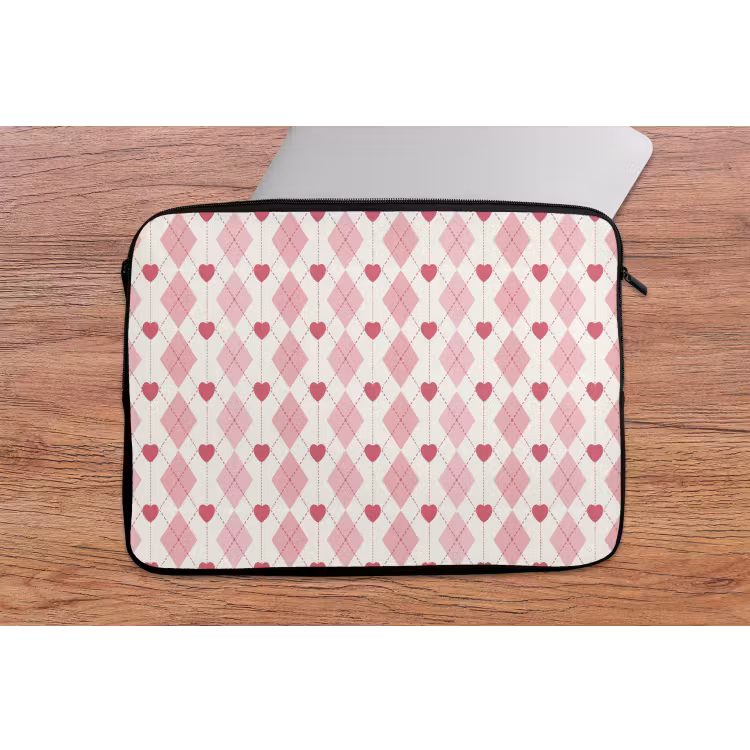Ruiten - Klassiek - Roze - Wit laptophoes neopreen klein 279 -tafel