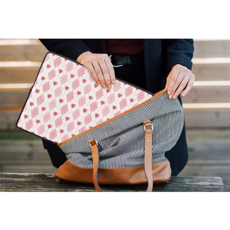 Ruiten - Klassiek - Roze - Wit laptophoes neopreen klein 279 -tas
