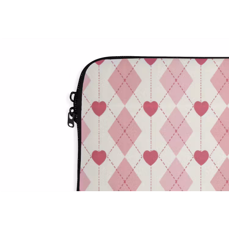 Ruiten - Klassiek - Roze - Wit laptophoes neopreen klein 279 -detail