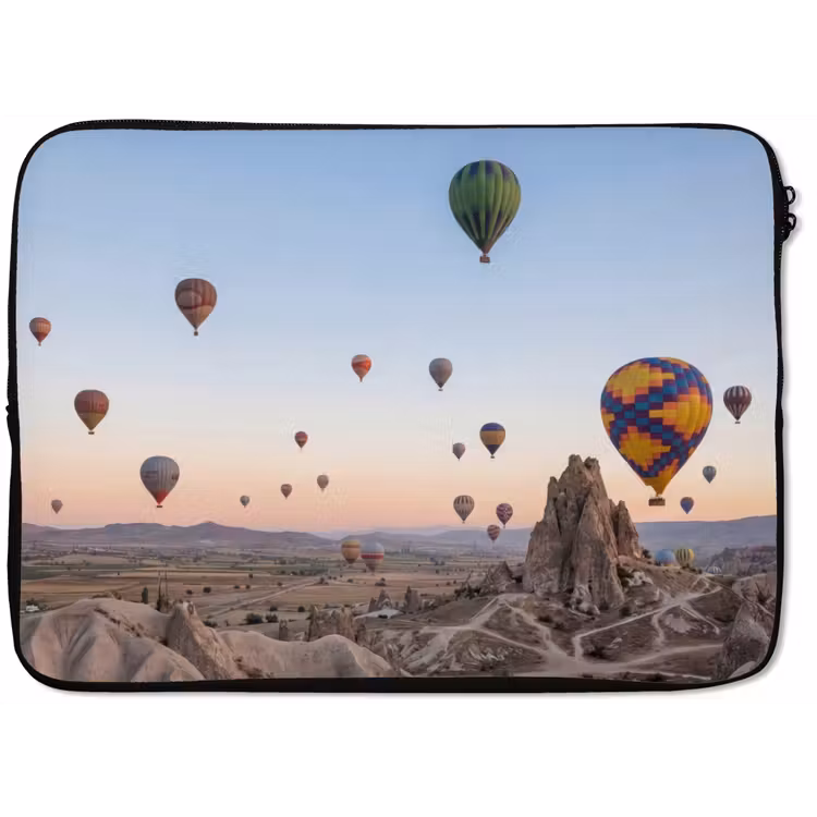 Luchtballonnen - Rotsen - Zonsopgang laptophoes neopreen klein -zkaufland3dotto