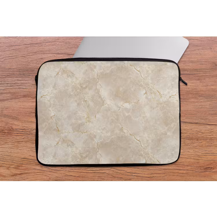 Lichtbeige - Marmer - Aders laptophoes neopreen klein 279 -tafel