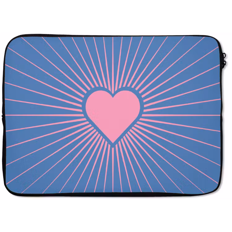 Hart - Stralen - Liefde - Modern - Roze laptophoes neopreen klein -zkaufland3dotto
