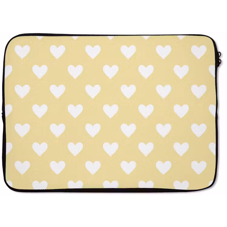 Hartjes - Patroon - Geel laptophoes neopreen klein 279 -zkaufland3dotto
