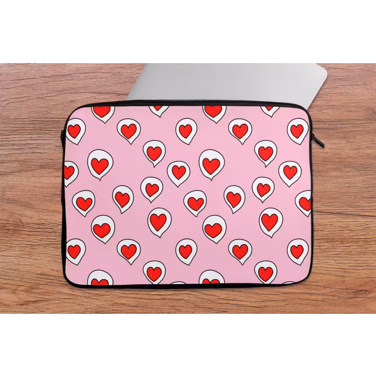 Hartjes - Patroon - Rood laptophoes neopreen klein 279 -tafel