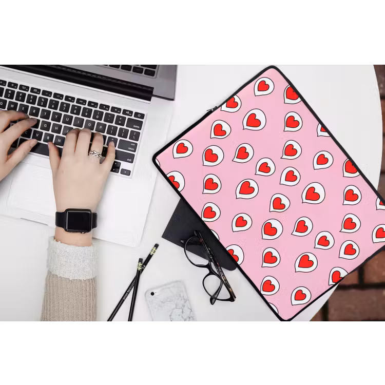 Hartjes - Patroon - Rood laptophoes neopreen klein 279 -bureau