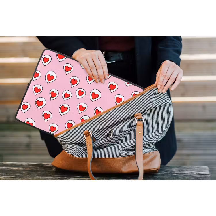 Hartjes - Patroon - Rood laptophoes neopreen klein 279 -tas