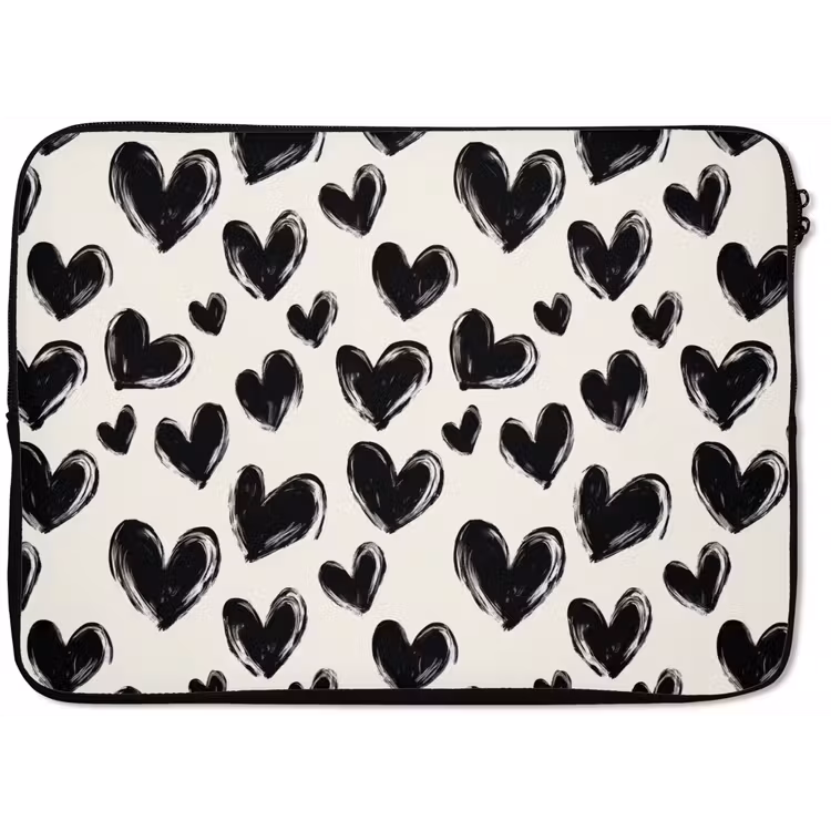 Hartjes - Patroon - Zwart laptophoes neopreen klein 279 -zkaufland3dotto