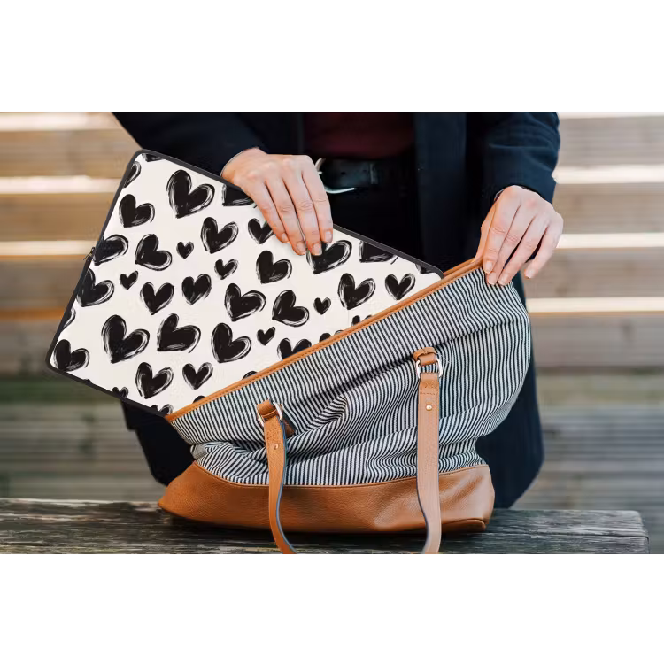 Hartjes - Patroon - Zwart laptophoes neopreen klein 279 -tas