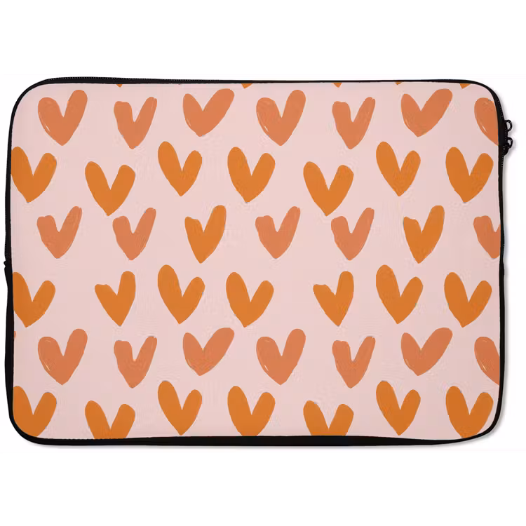 Hartjes - Getekend - Oranje laptophoes neopreen klein 279 -zkaufland3dotto