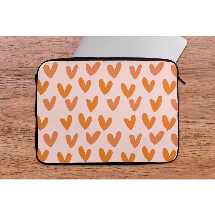 Hartjes - Getekend - Oranje laptophoes neopreen klein 279 -tafel