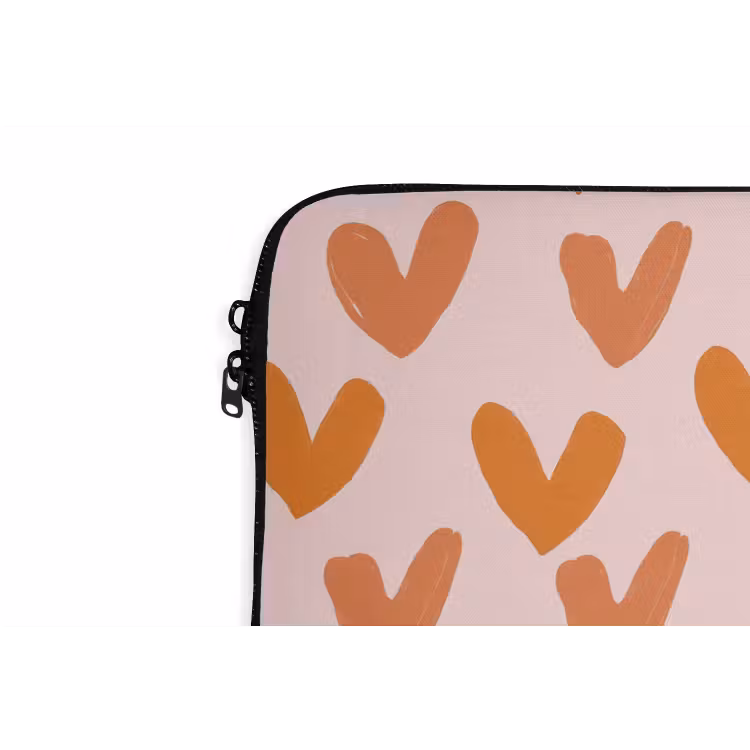Hartjes - Getekend - Oranje laptophoes neopreen klein 279 -detail