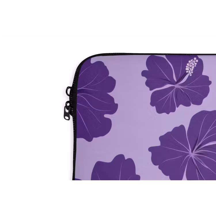 Hibiscus - Bloemen - Paars laptophoes neopreen klein 279 -detail