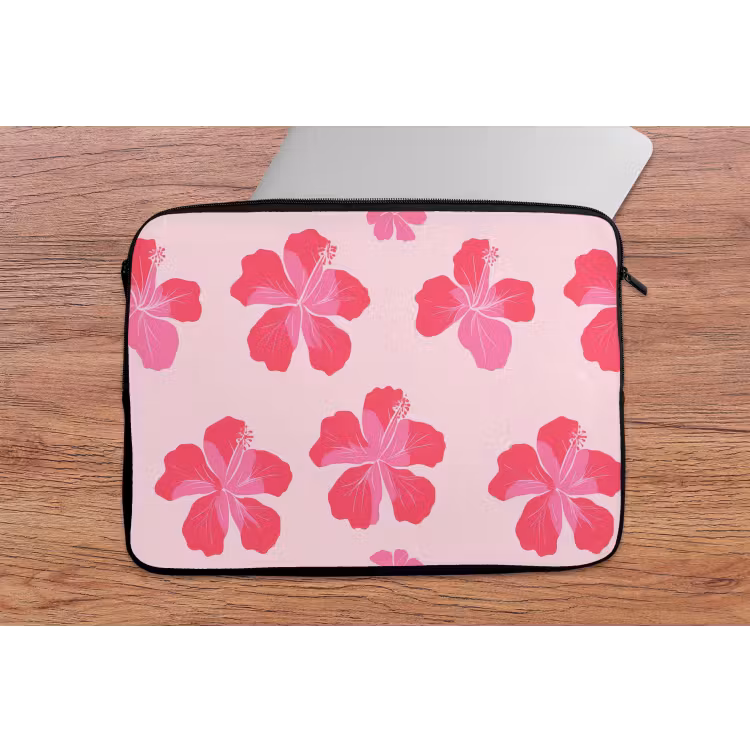Hibiscus - Bloemen - Roze laptophoes neopreen klein 279 -tafel