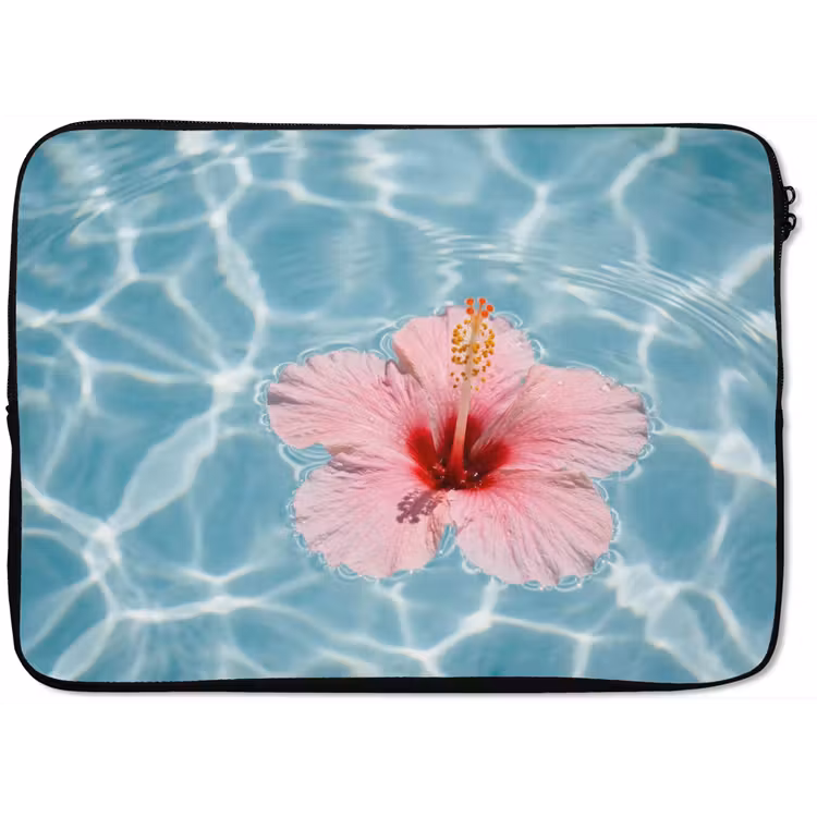 Hibiscus - Water - Roze laptophoes neopreen klein -zkaufland3dotto