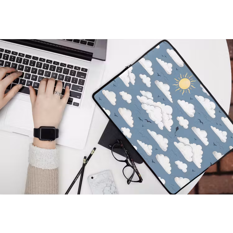 Lucht - Zon - Wolken - Natuur - Blauw laptophoes neopreen klein -bureau