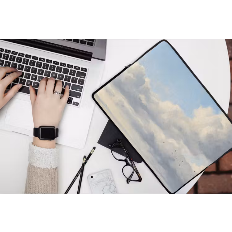 Lucht - Wolken - Natuur - Klassiek - Blauw laptophoes neopreen klein -bureau