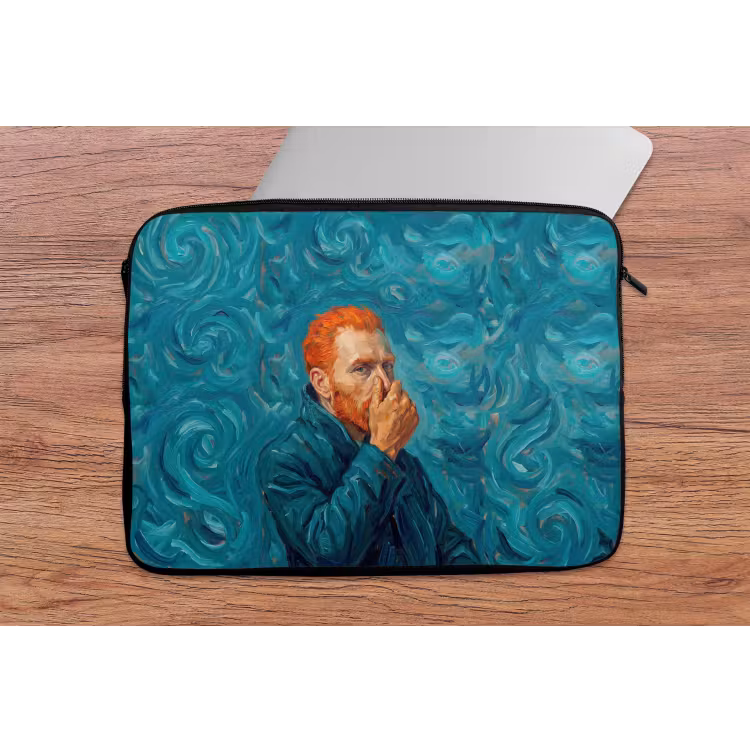 Portret - Klassiek - Blauw laptophoes neopreen klein -tafel