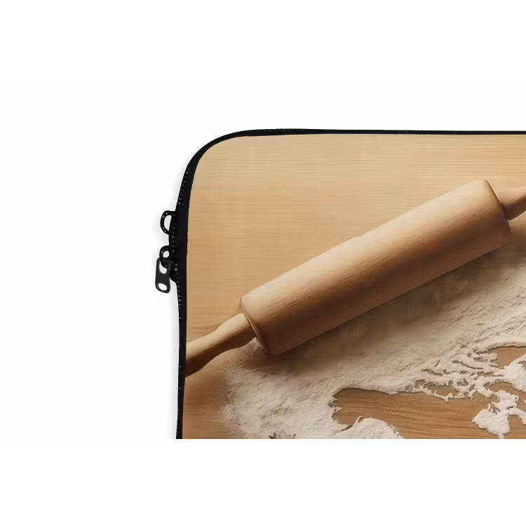 Hout - Wereldkaart - Bakken - Keuken laptophoes neopreen klein -detail