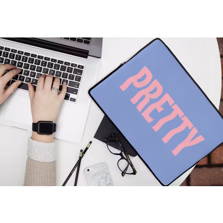Pretty - Roze - Blauw - Golvend laptophoes neopreen klein -bureau