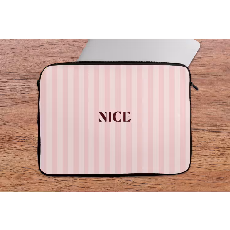 Nice - Strepen - Roze laptophoes neopreen klein -tafel