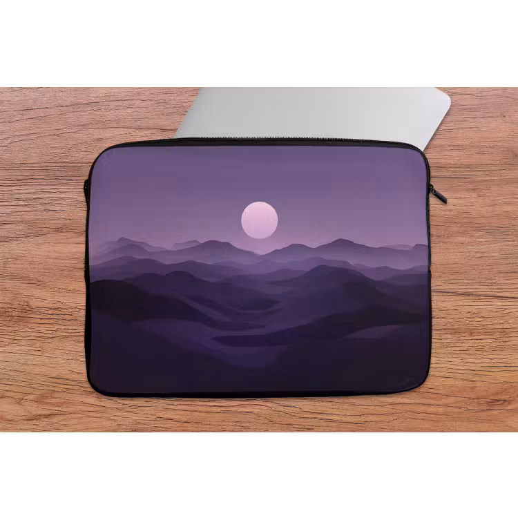 Heuvels - Paars - Mist - Zon laptophoes neopreen klein -tafel
