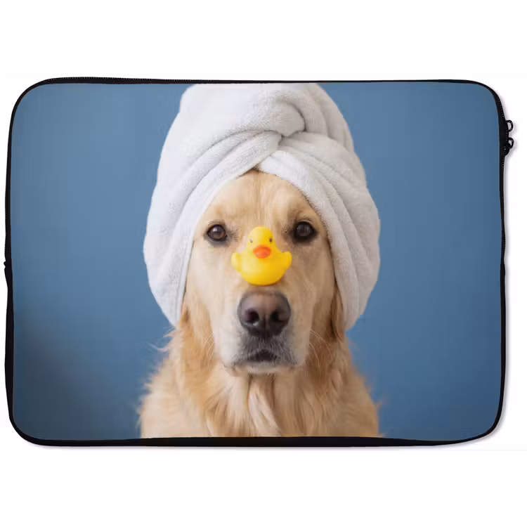 Hond - Badeend - Geel laptophoes neopreen klein -zkaufland3dotto