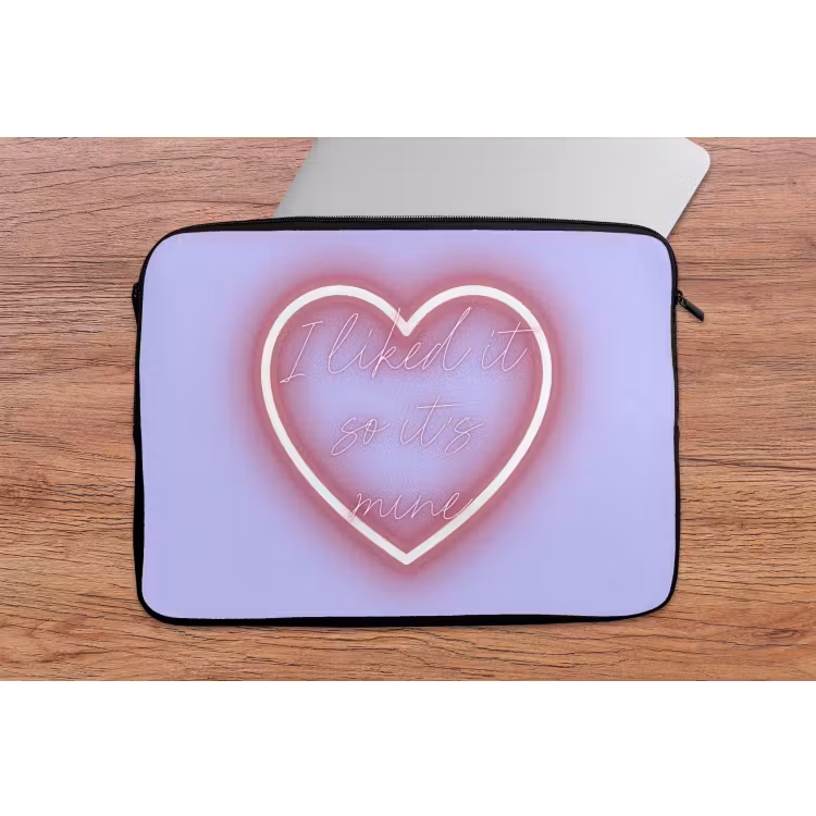 I liked it so it's mine - Neon hart - Paars laptophoes neopreen klein -tafel