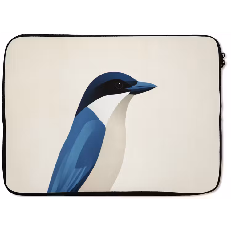 Illustratie - Blauw - Vogel laptophoes neopreen klein -zkaufland3dotto