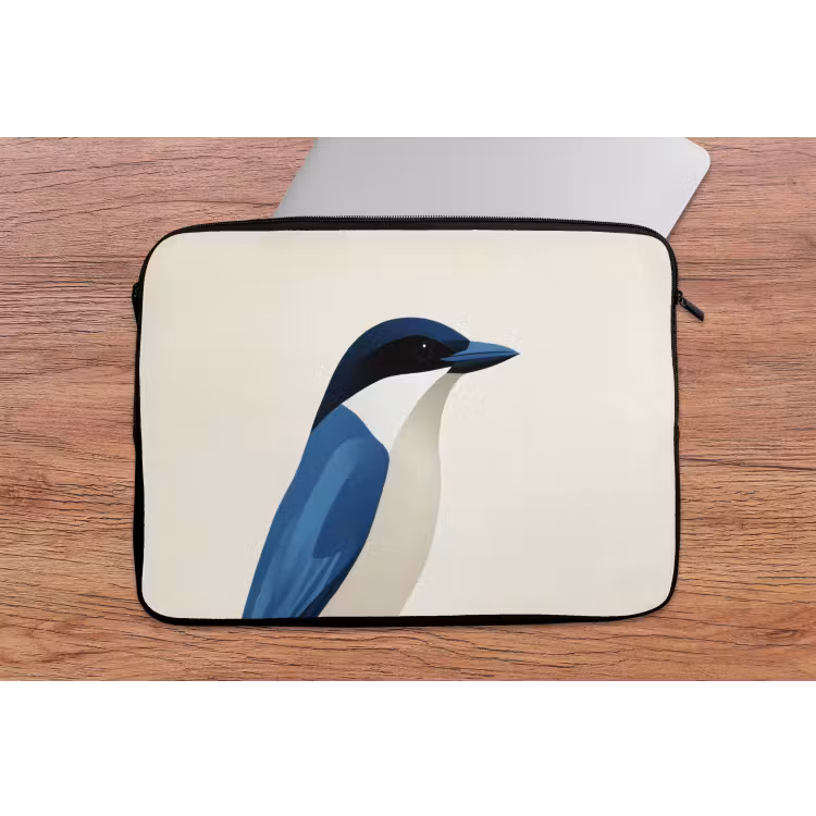 Illustratie - Blauw - Vogel laptophoes neopreen klein -tafel