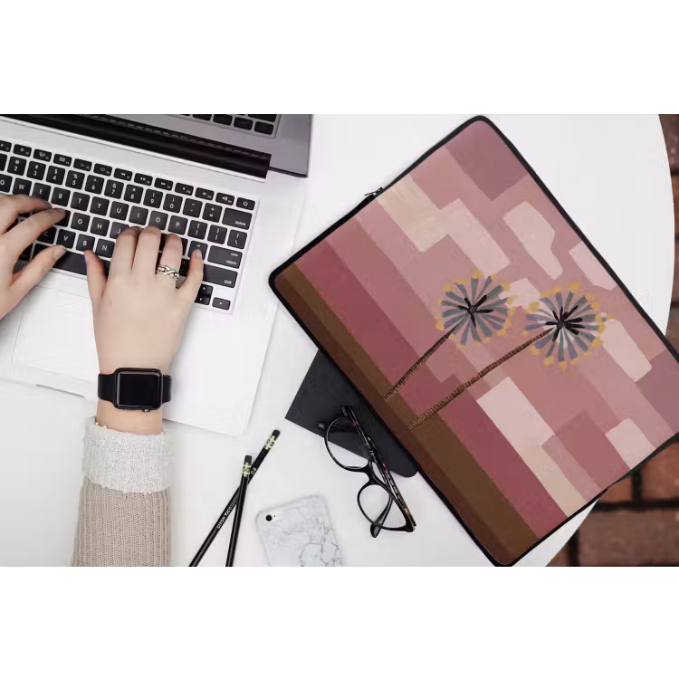 Illustratie - Bloemen - Vlakken - Abstract laptophoes neopreen klein -bureau