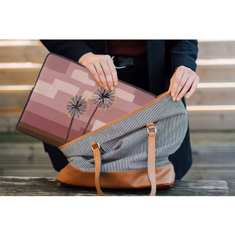 Illustratie - Bloemen - Vlakken - Abstract laptophoes neopreen klein -tas