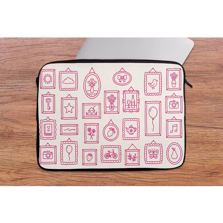 Illustratie - Collectie - Kunst - Minimalistisch - Roze laptophoes neopreen klein -tafel