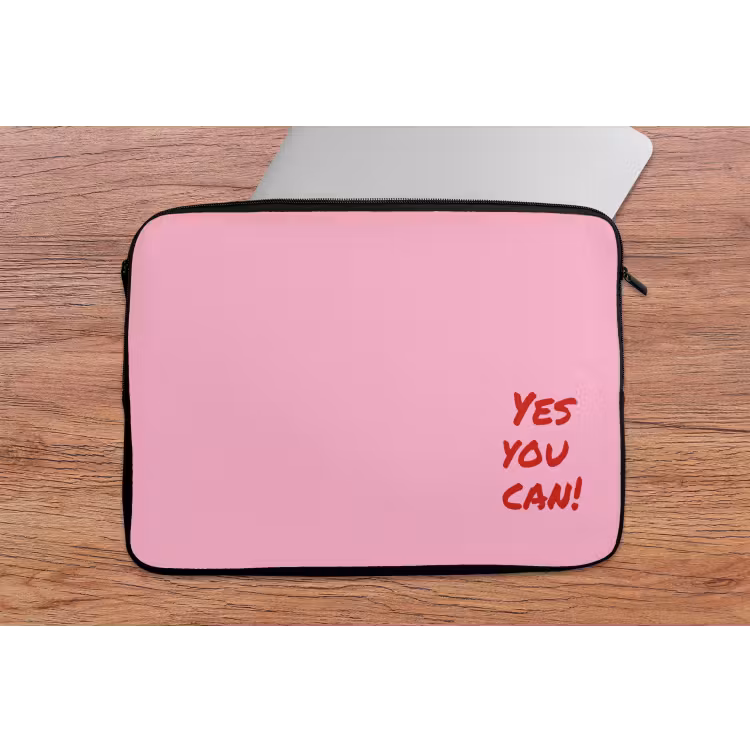 Yes you can do it - Rood - Roze laptophoes neopreen klein -tafel