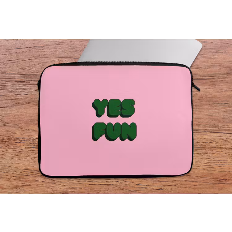Yes fun - Groen - Roze laptophoes neopreen klein -tafel
