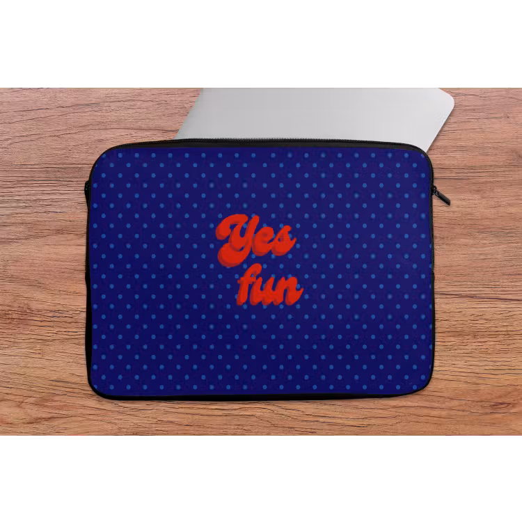 Yes fun - Rood - Blauw - Stippen laptophoes neopreen klein -tafel