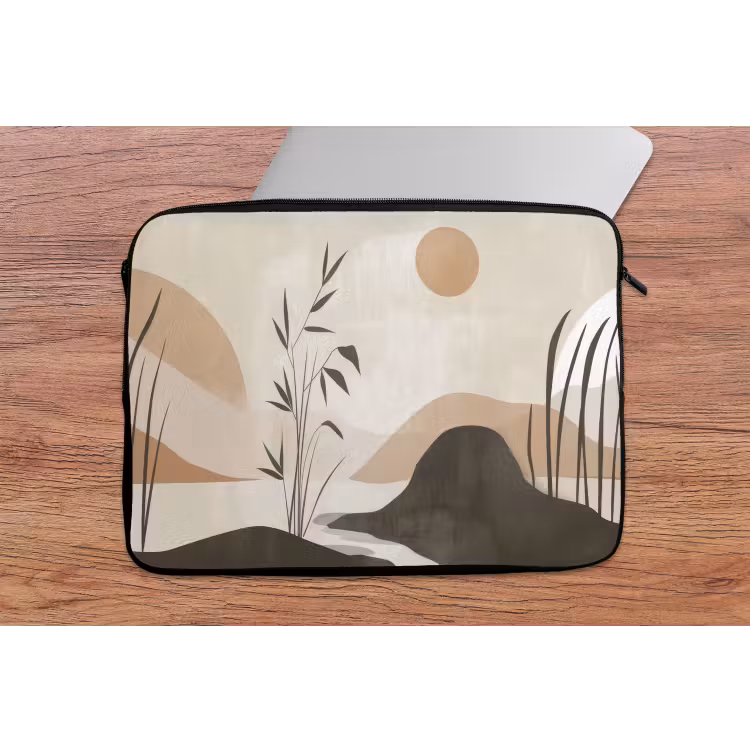 Japandi - Landschap - Beige laptophoes neopreen klein -tafel