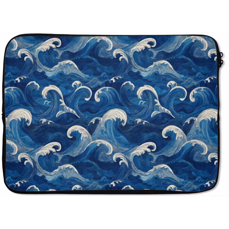 Japans - Oceaan - Golven - Blauw laptophoes neopreen klein 279 -zkaufland3dotto