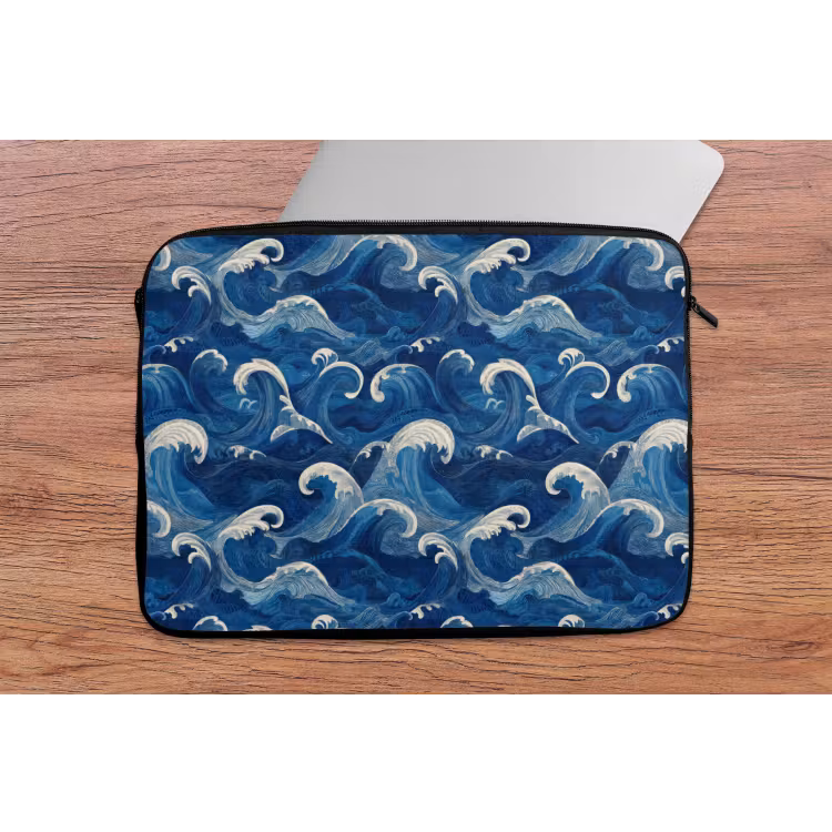 Japans - Oceaan - Golven - Blauw laptophoes neopreen klein 279 -tafel