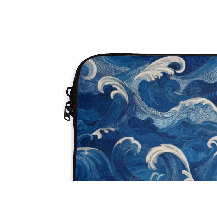Japans - Oceaan - Golven - Blauw laptophoes neopreen klein 279 -detail