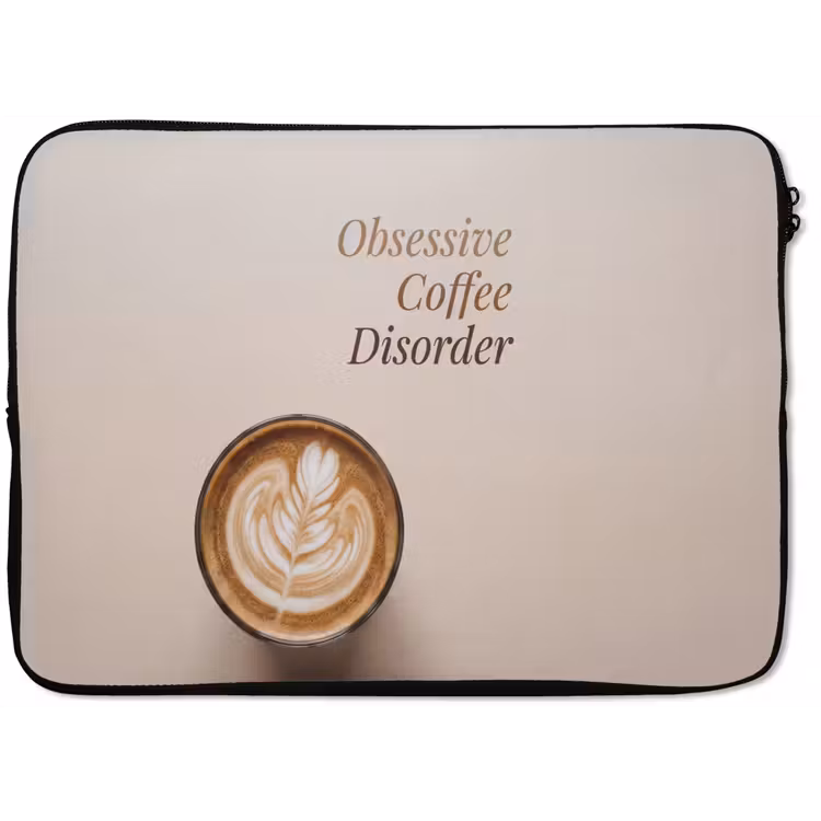 Koffie - Obessive Coffee Disorder - Beige laptophoes neopreen klein -zkaufland3dotto