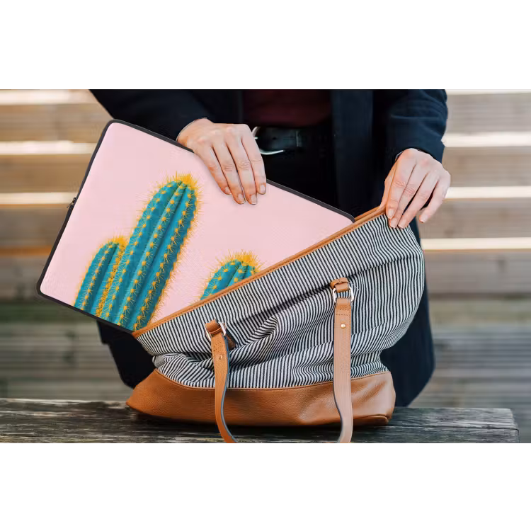 Cactussen - Modern - Pastel laptophoes neopreen klein -tas