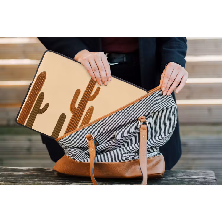 Cactus - Woestijn - Zand - Bruin laptophoes neopreen klein -tas
