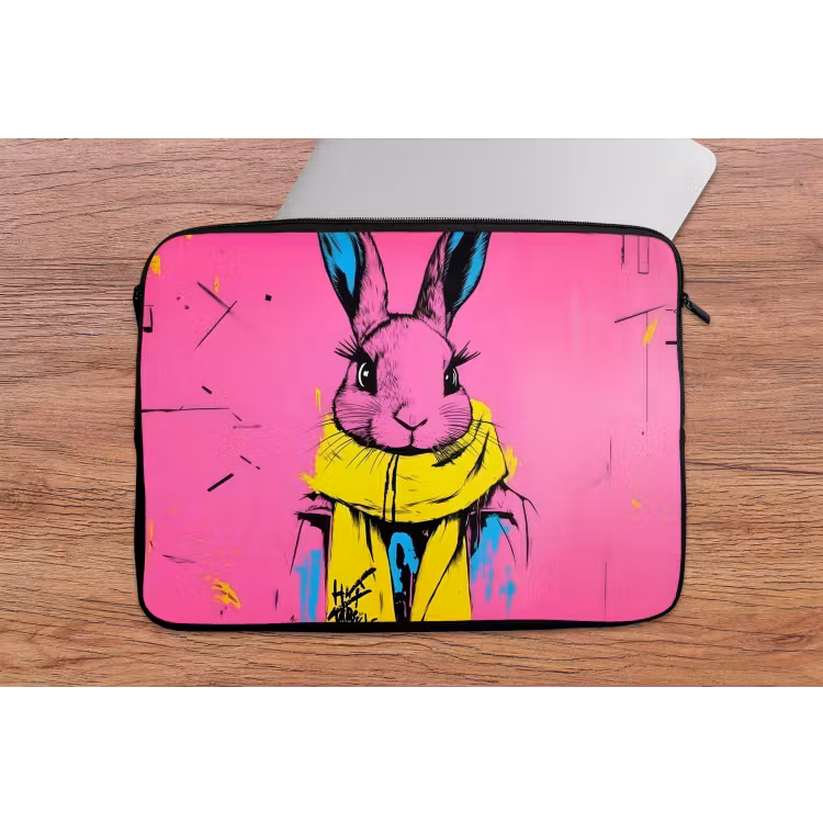 Konijn - Felroze - Sjaal - Abstract laptophoes neopreen klein -tafel