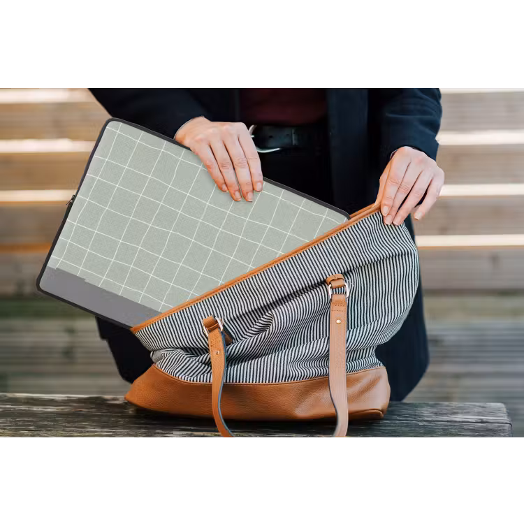 Ruitpatroon - Golvend - Groen laptophoes neopreen klein 279 -tas