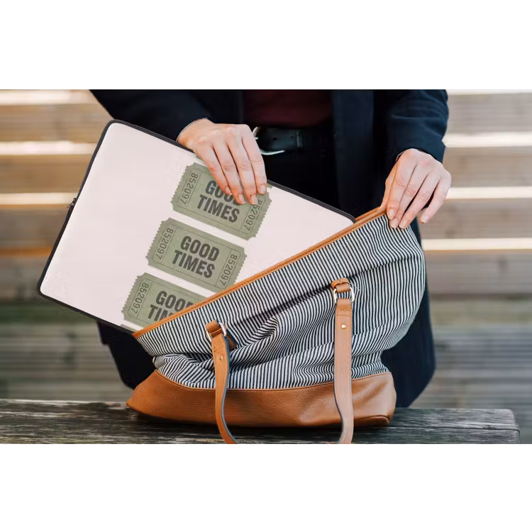 Kaartje - Vintage - Groen - Evenement - Collectie laptophoes neopreen klein -tas